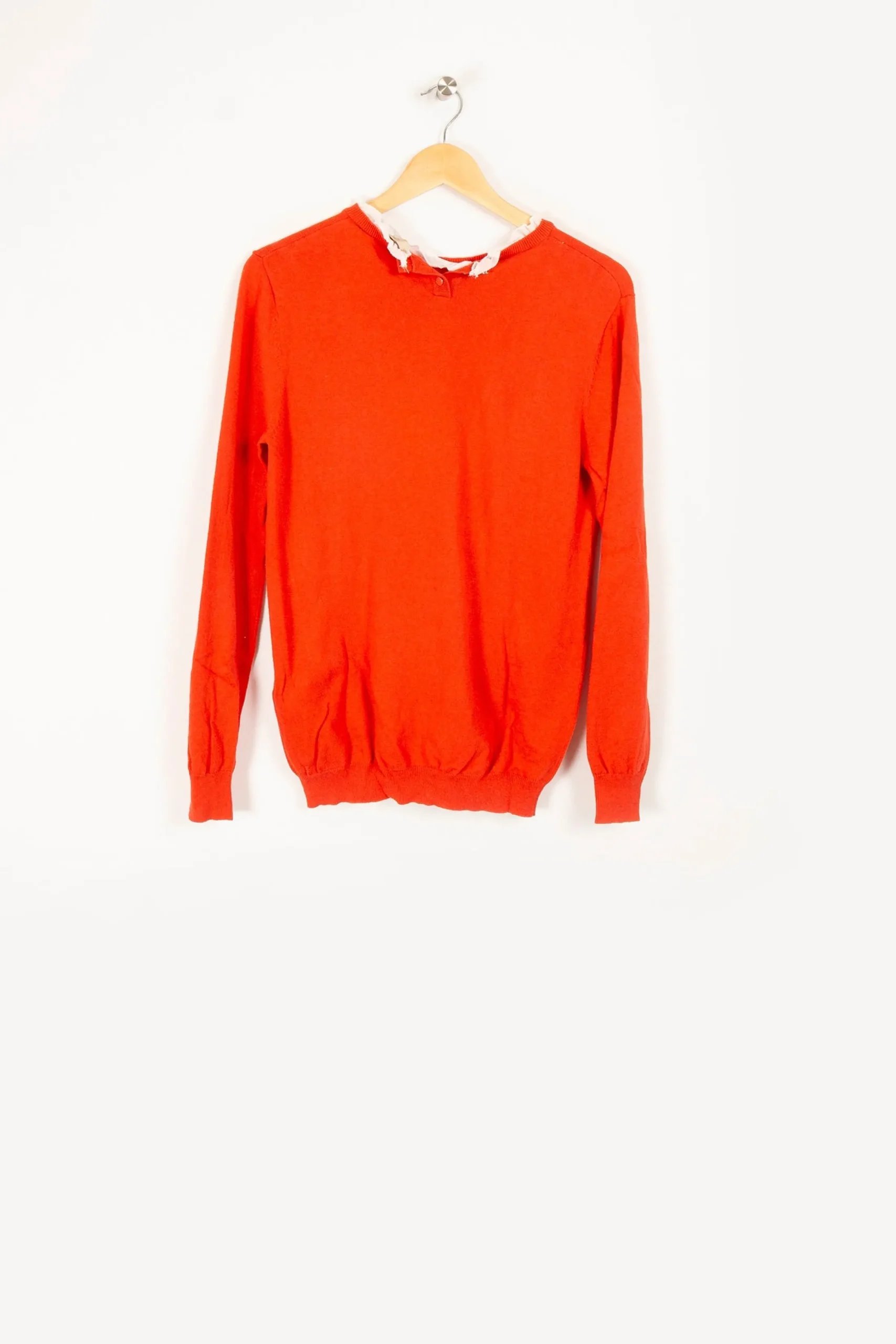 Store La Fée Maraboutée Pull coton biologique encolure fantaise - S/36 Orange