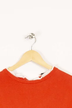 Store La Fée Maraboutée Pull coton biologique encolure fantaise - S/36 Orange