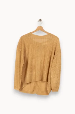 Fashion La Petite Etoile Pull en maille dorée - Taille S/36 Jaune