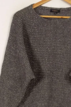 New Caroll Pull en maille pailleté - Taille XS/34 Gris