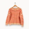 Best Des petits hauts Pull en maille rayé et orange - Taille S/36 Rose