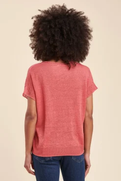 Cheap La Fée Maraboutée Pull fluide en lin à manches longues - XS Rouge