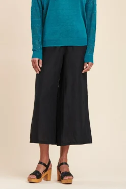 Outlet La Fée Maraboutée Pull fluide en lin à manches longues - XS Bleu