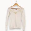Cheap Bérénice Pull léger et doré - Taille S/36 Blanc