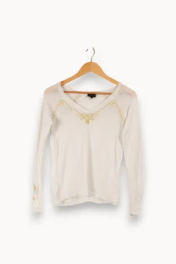 Cheap Bérénice Pull léger et doré - Taille S/36 Blanc