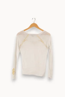 Cheap Bérénice Pull léger et doré - Taille S/36 Blanc