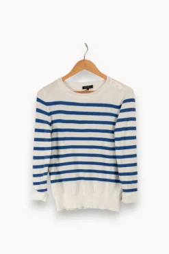 Cheap Caroll Pull marinière et bleu - Taille S/36 Blanc
