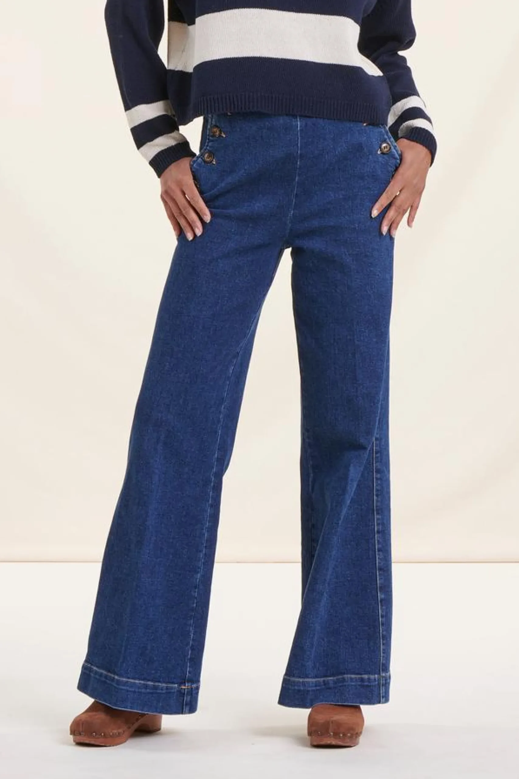 Online La Fée Maraboutée Pull marinière bleu marine manches longues encolure ronde - S/36 Multicolore