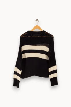 Online La Fée Maraboutée Pull marinière bleu marine manches longues encolure ronde - S/36 Multicolore