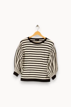 Outlet Caroll Pull rayé et noir - Taille XS/34 Blanc
