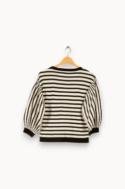 Outlet Caroll Pull rayé et noir - Taille XS/34 Blanc