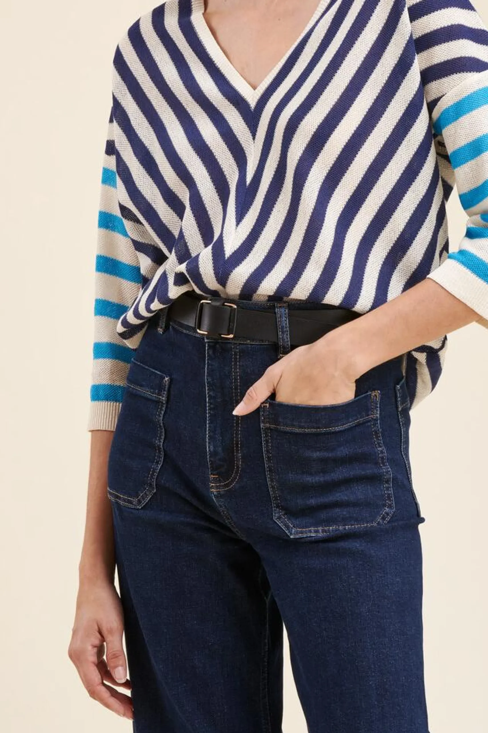 Outlet La Fée Maraboutée Pull rayé coupe ample - S/36 Marron