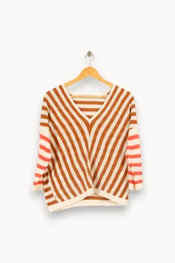 Outlet La Fée Maraboutée Pull rayé coupe ample - S/36 Marron