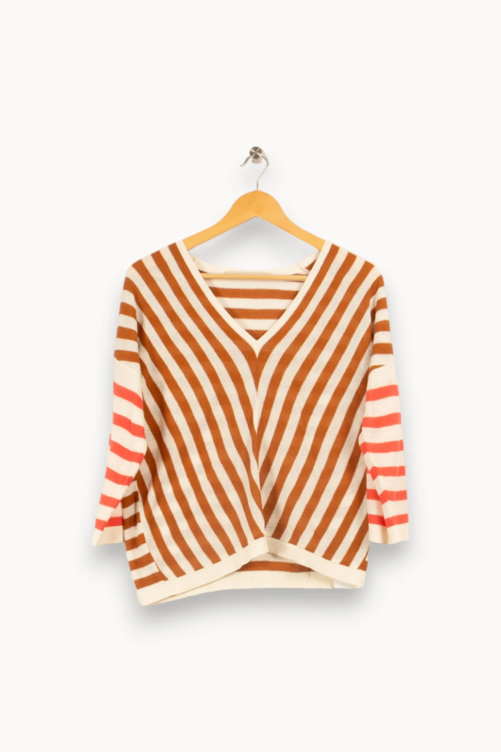Outlet La Fée Maraboutée Pull rayé coupe ample - S/36 Marron