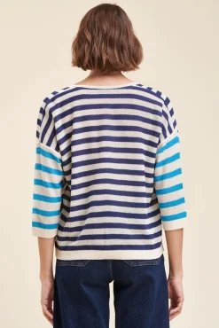 Outlet La Fée Maraboutée Pull rayé coupe ample - S/36 Marron
