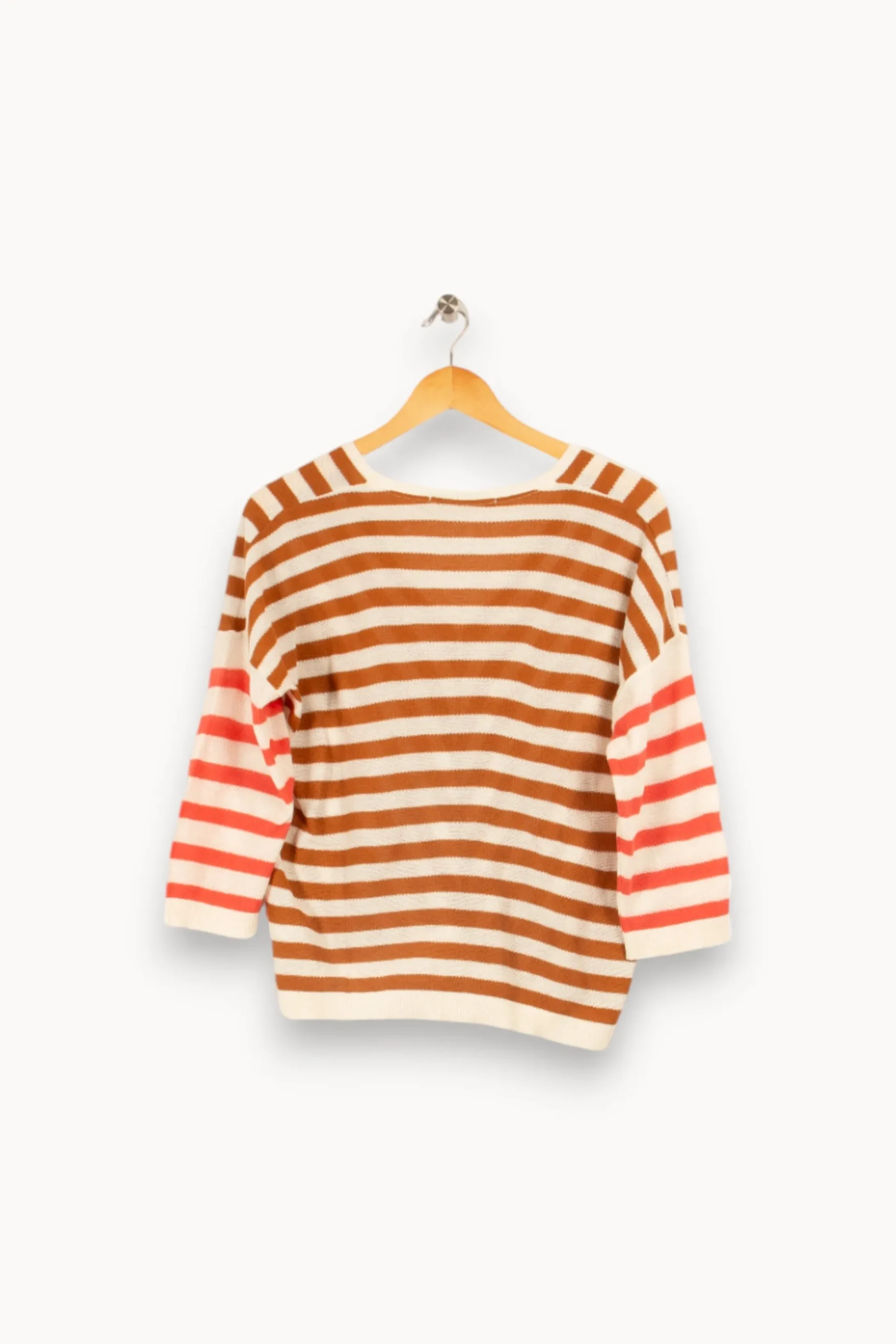 Outlet La Fée Maraboutée Pull rayé coupe ample - S/36 Marron