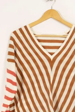 Outlet La Fée Maraboutée Pull rayé coupe ample - S/36 Marron