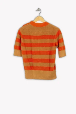 Clearance Comptoir des Cotonniers Pull rayé et marron - Taille L/40 Orange