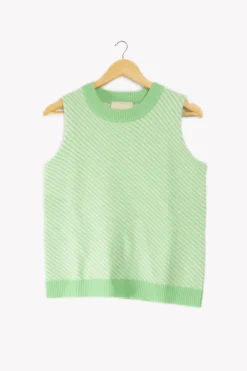 Store Absolut Cashmere Pull sans manches à rayures - Taille 36 Vert