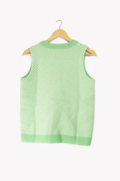 Store Absolut Cashmere Pull sans manches à rayures - Taille 36 Vert