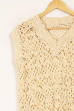 Fashion La Fée Maraboutée Pull sans manches - Taille M/38 Beige