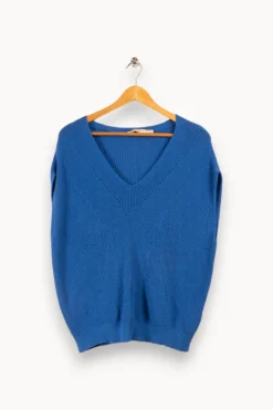 Store La Fée Maraboutée Pull sans manches côtes perlées - L/40 Bleu