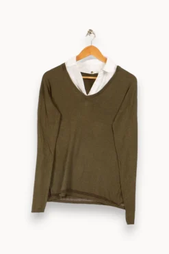Flash Sale One Step Pull à col chemise - Taille L/40 Vert