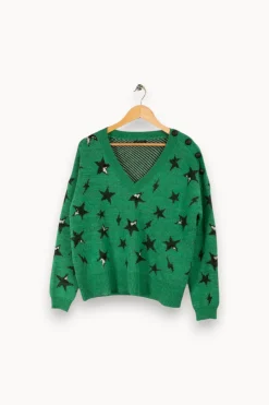 New IKKS Pull à motif étoile - Taille S/36 Vert