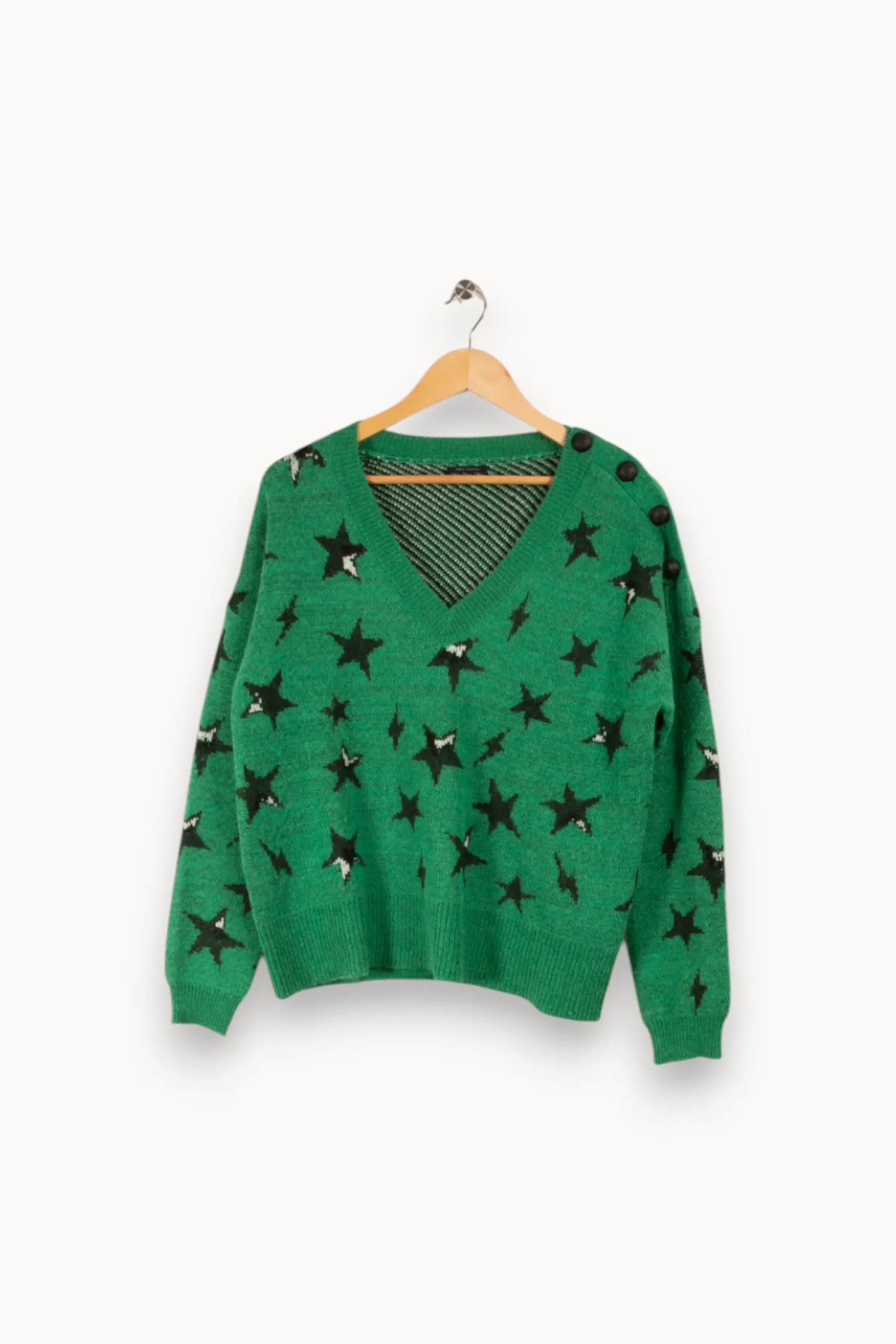 New IKKS Pull à motif étoile - Taille S/36 Vert