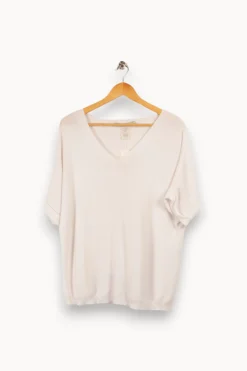 Store La Fée Maraboutée Pull vert manches courtes oversize en maille irisée - S/36 Blanc