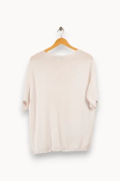 Store La Fée Maraboutée Pull vert manches courtes oversize en maille irisée - S/36 Blanc