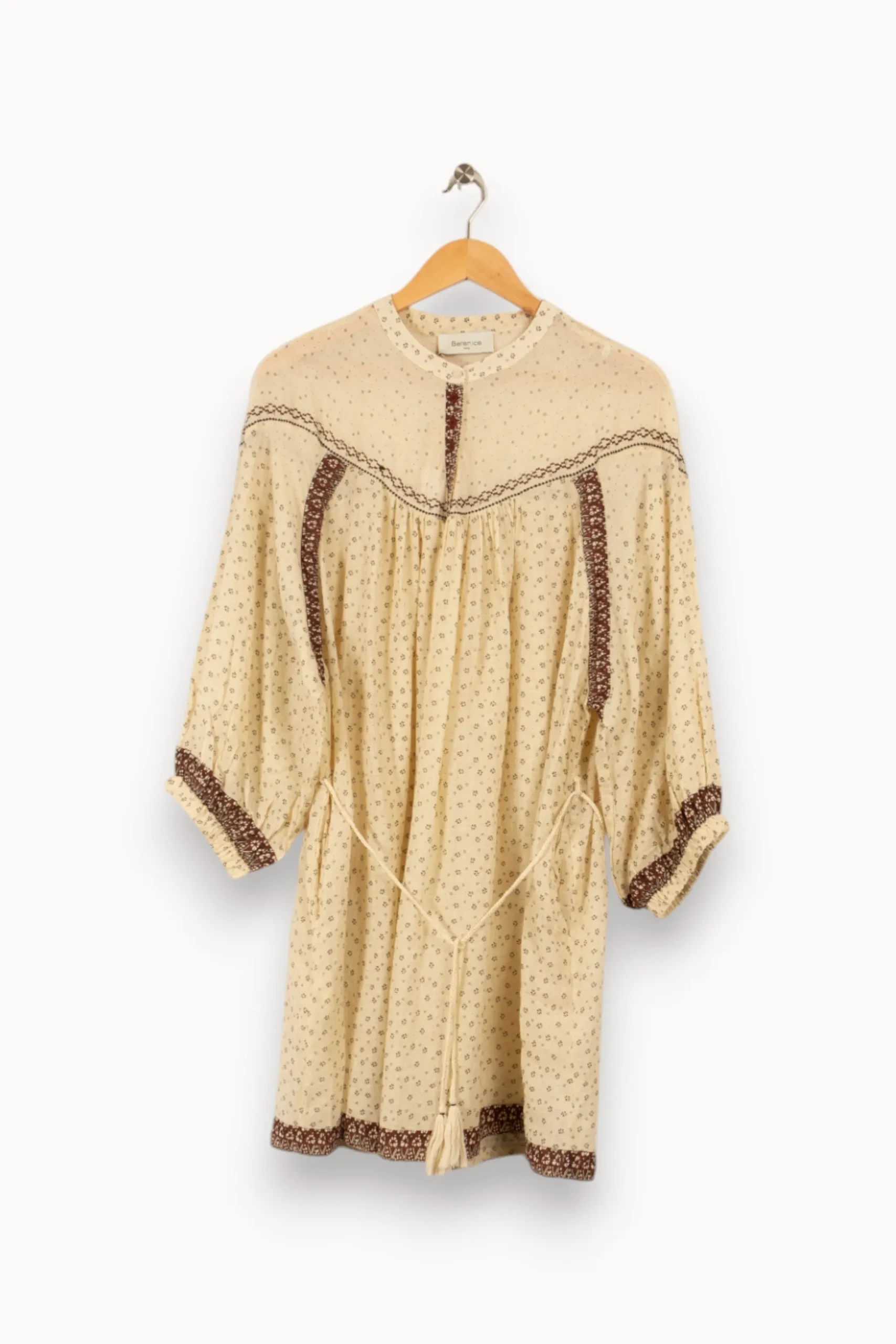 Cheap Bérénice Robe à motifs - Taille M/38 Beige