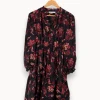 Best Sale Gerard Darel Robe foncé à motif de fleurs rouges - Taille S/36 Bleu