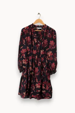 Best Sale Gerard Darel Robe foncé à motif de fleurs rouges - Taille S/36 Bleu