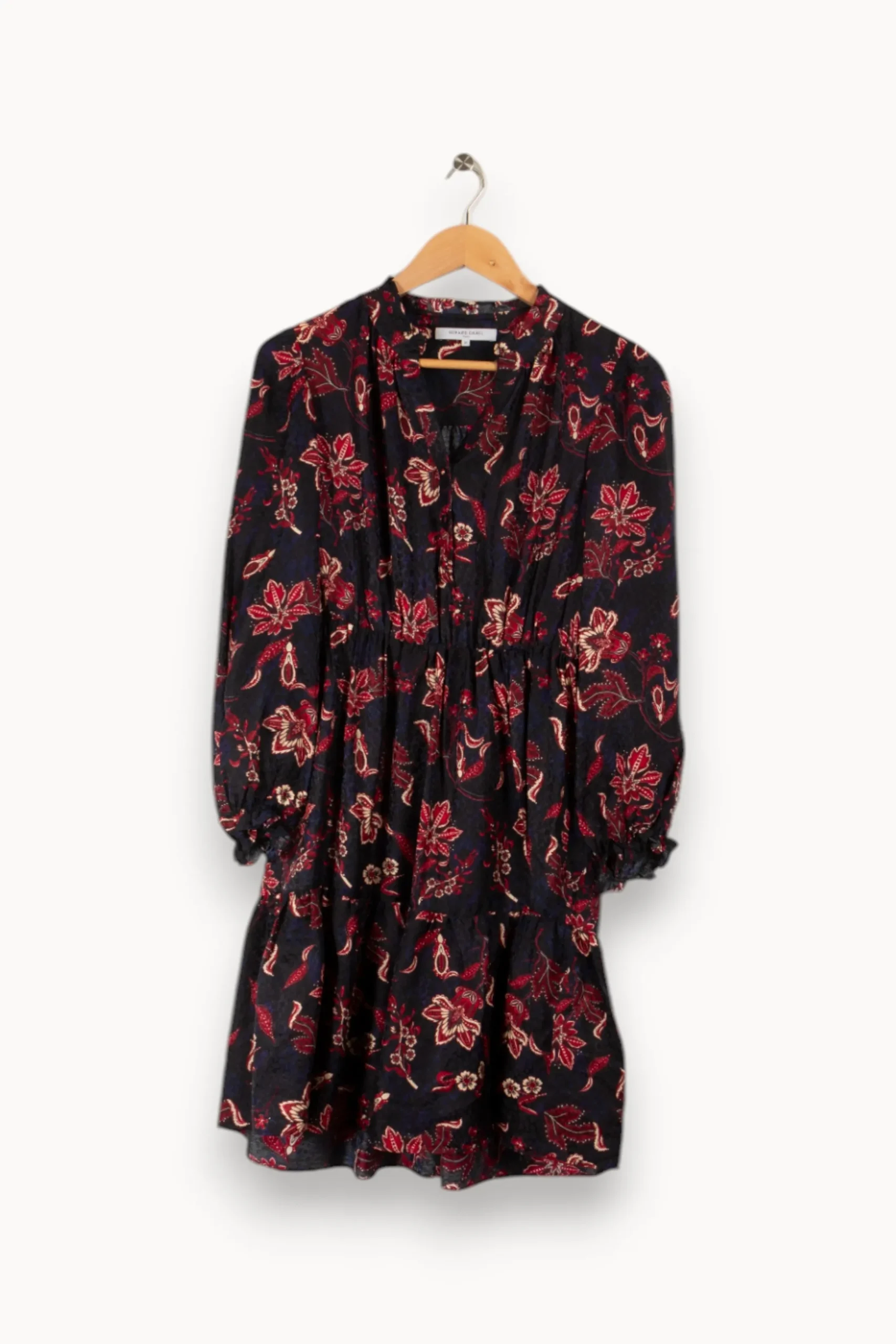 Best Sale Gerard Darel Robe foncé à motif de fleurs rouges - Taille S/36 Bleu