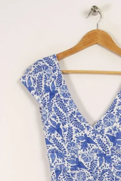 Clearance Soi Paris Robe e et blanche à motifs - Taille XS/34 Bleu