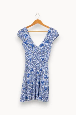 Clearance Soi Paris Robe e et blanche à motifs - Taille XS/34 Bleu