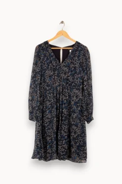 Sale Caroll Robe e fleurie - Taille S/36 Bleu