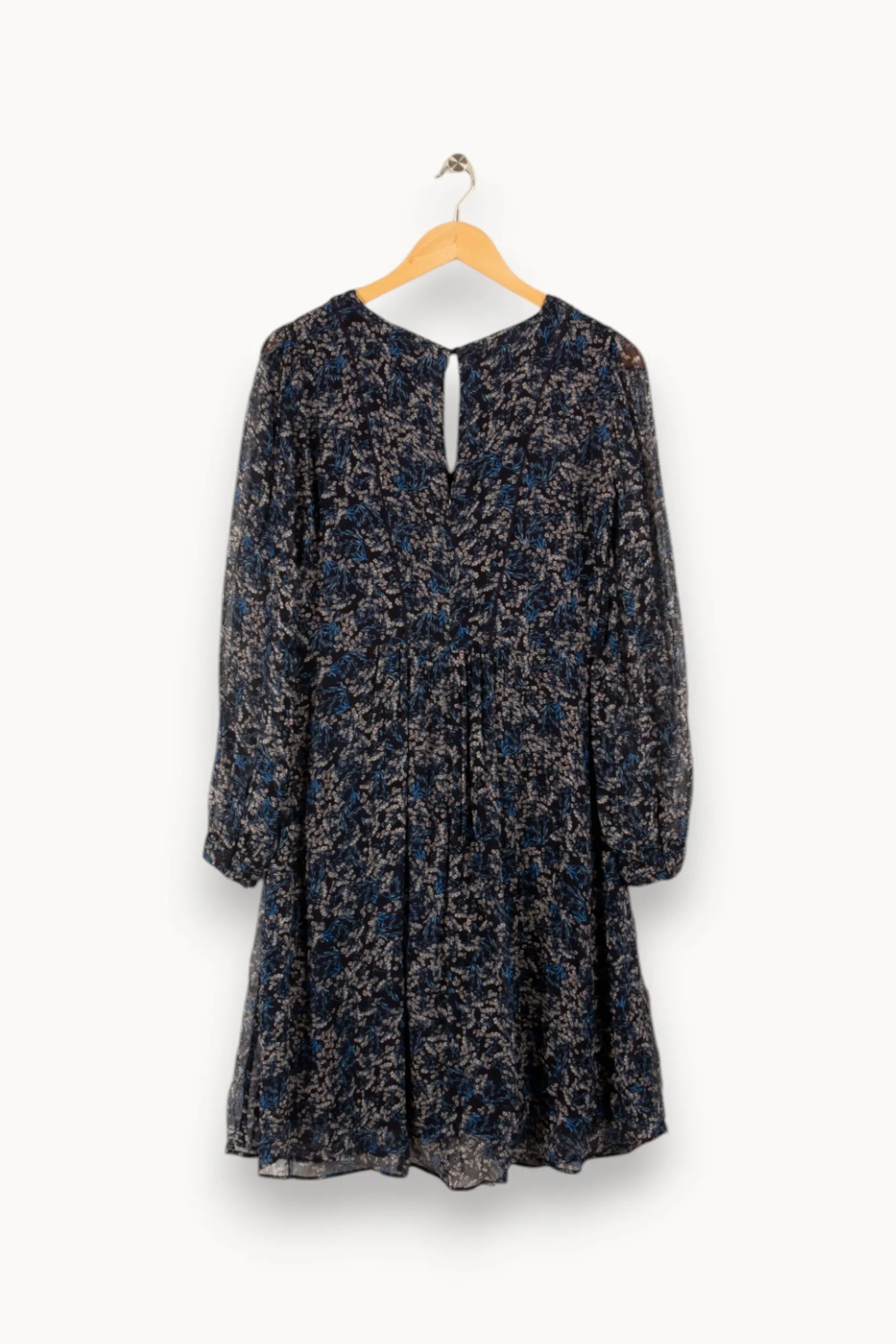 Sale Caroll Robe e fleurie - Taille S/36 Bleu