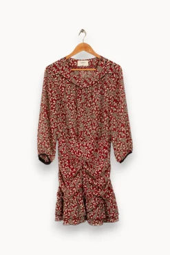 New ba&sh Robe à motifs - Taille L/40 Bordeaux