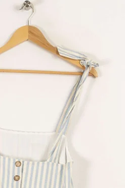 Fashion Sézane Robe courte à rayures es et blanches - Taille S/36 Bleu