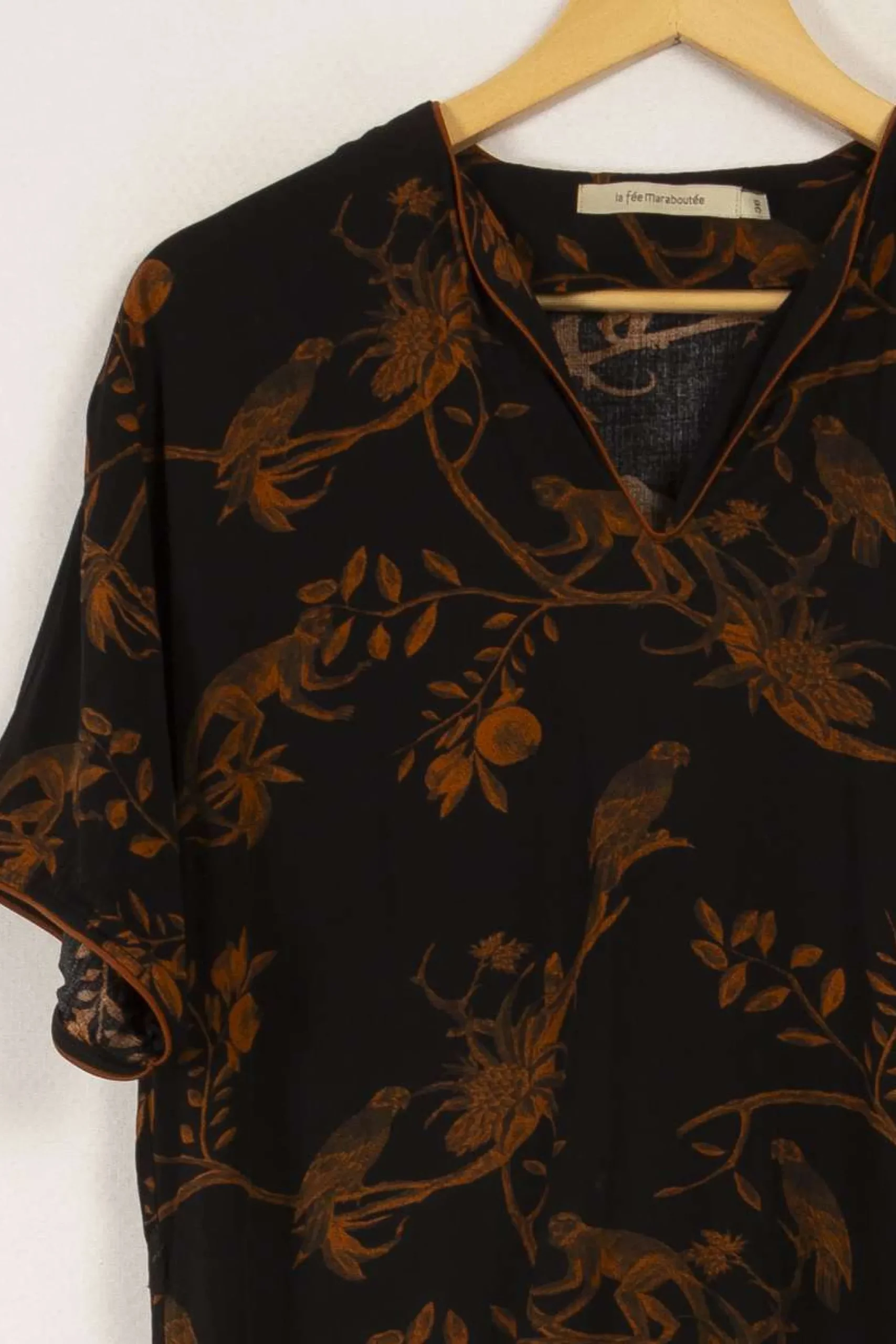 Online La Fée Maraboutée Robe courte ceinturée imprimée en viscose Ecovero - S/36 Marron