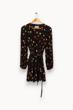 Outlet Mirae Robe courte noire à motif de fleurs s - Taille S/36 Multicolore