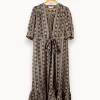 Store Sandro Robe en soie gris - Taille M/38 Bleu