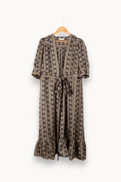 Store Sandro Robe en soie gris - Taille M/38 Bleu