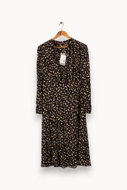 Shop Comptoir des Cotonniers Robe longue à motifs - Taille L/40 Noir