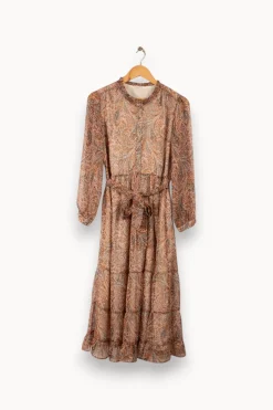 Outlet Caroll Robe longue à motifs - Taille S/36 Marron