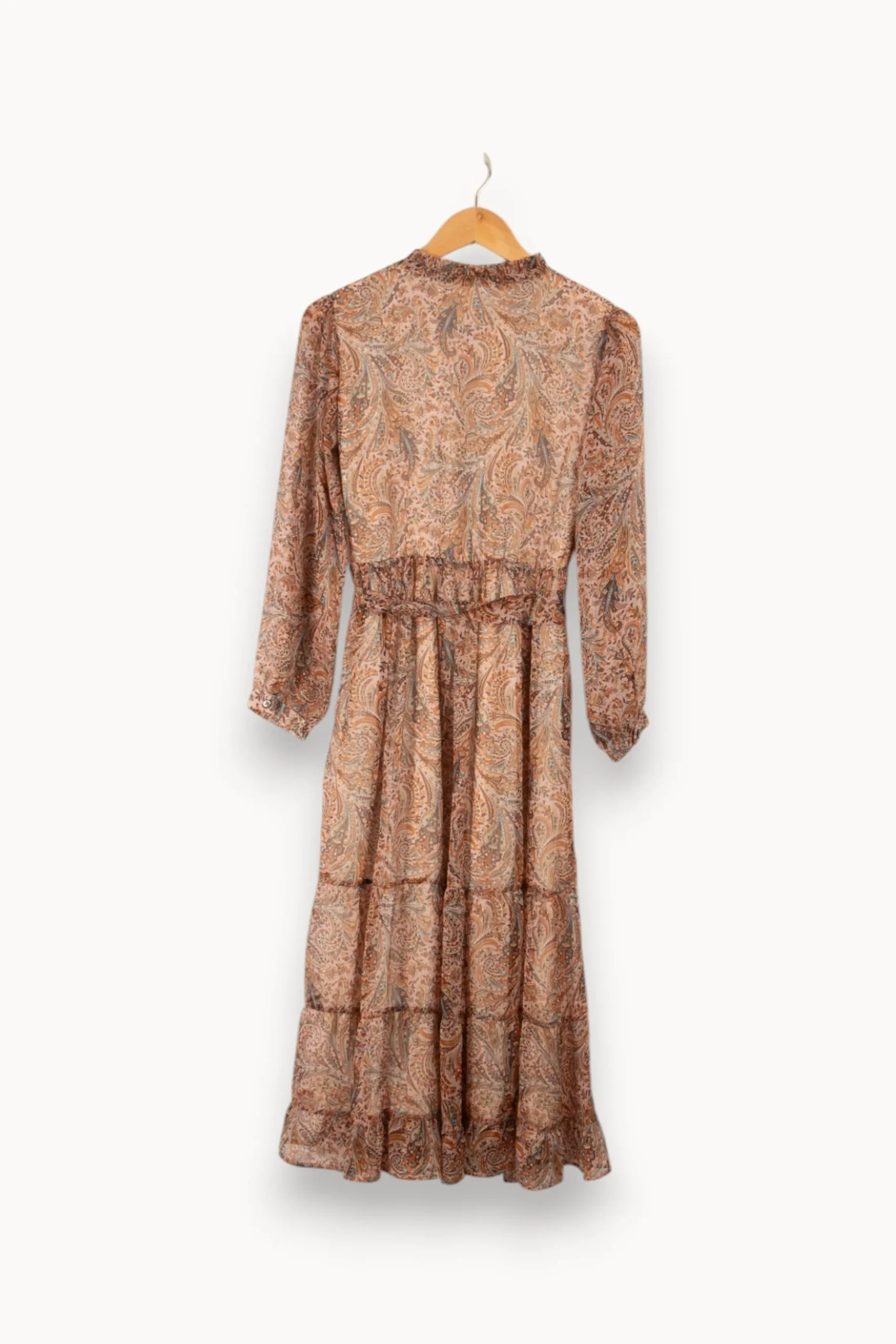 Outlet Caroll Robe longue à motifs - Taille S/36 Marron