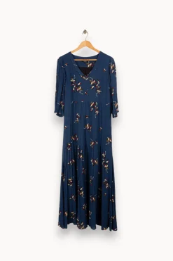 Fashion Caroll Robe longue e à motifs - Taille M/38 Bleu