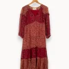 Best Sale ba&sh Robe longue à motifs - Taille M/38 Bordeaux